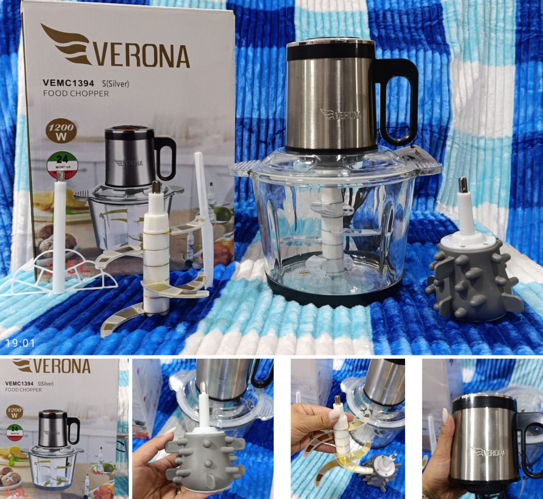 خردکن 3.5 لیتری ورونا مدل VEMC1394 پوست سیر کن دار | 1200 وات | موتور مسی | 12 تیغه